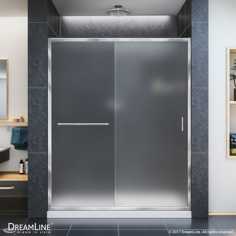 Frosted Sliding Shower Door | Chrome | DreamLine Infinity-Z 56-60