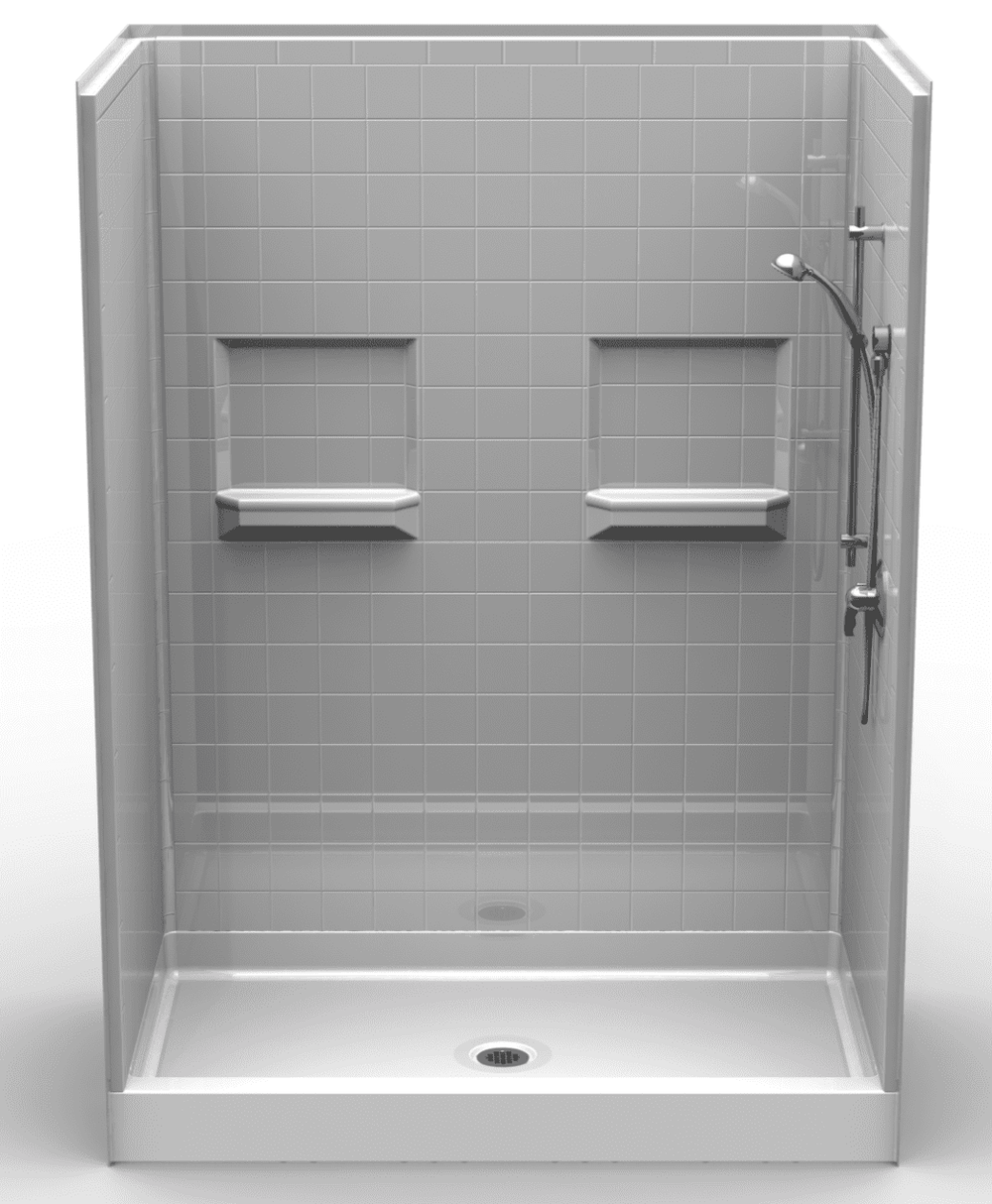 60 x 36 Shower with 4 Inch Tile Pattern | Center Drain