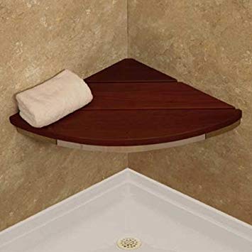 Invisia Corner Shower Seat | Bamboo | 500 Pound Capacity